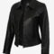 Women’s Black Leather Harrington Jacket – Refined Casual Design