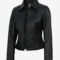 Women’s Black Leather Jacket – Classic Harrington Style