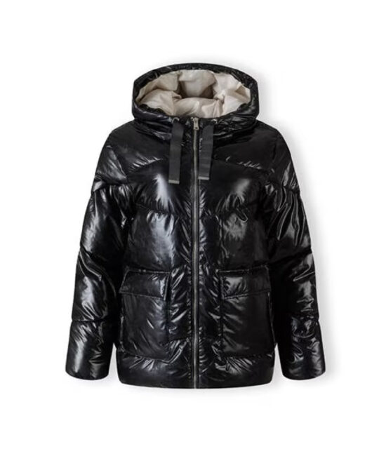 Women’s Black Quilted Jacket – Hooded Short Winter Style