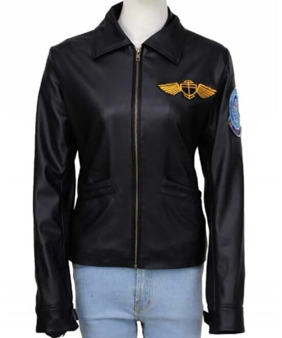 Women’s Brown Leather Bomber Jacket – Classic Aviator Style