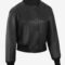 Women’s Cropped Black Leather Bomber Jacket – Relaxed Shoulder Style