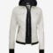 Women’s Off-White Leather Bomber Jacket – Detachable Hood Style