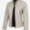 Women’s Off-White Leather Café Racer Jacket – Sleek Zip-Up Style