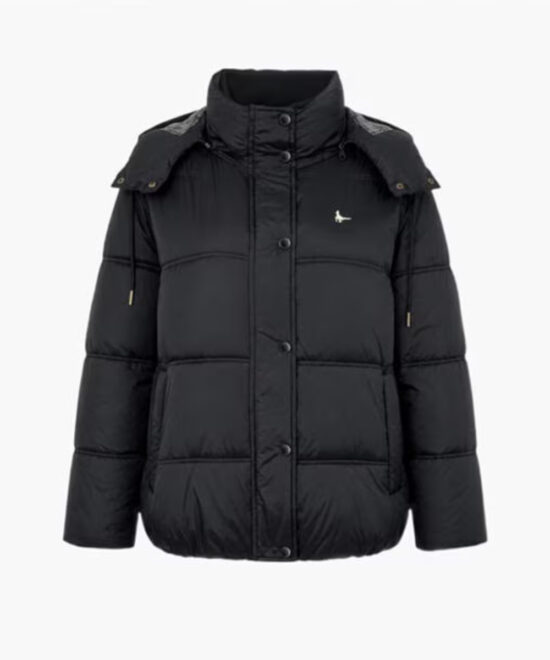 Women’s Short Puffer Jacket – Wind Resistant Detachable Hood