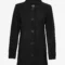 Black Suede Leather Button Closure Coat for Women