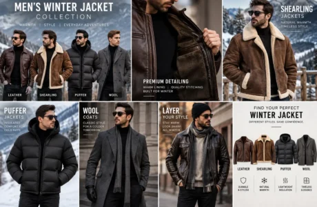 leather winter jacket for men with warm lining and detailed stitching