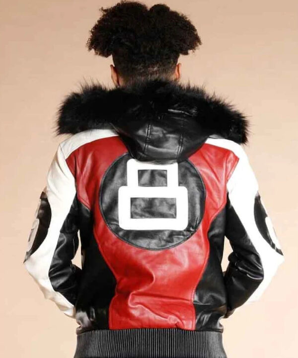 8 Ball Fur Hooded Leather Jacket