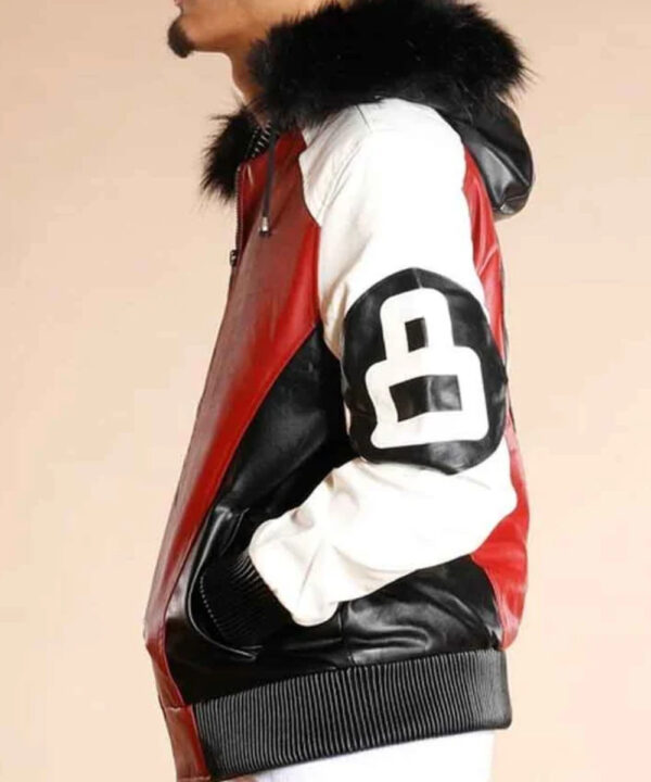 8 Ball Fur Hooded Leather Jacket