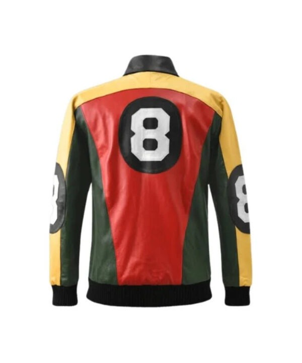 8 Ball Pool Bomber Leather Jacket for Men's