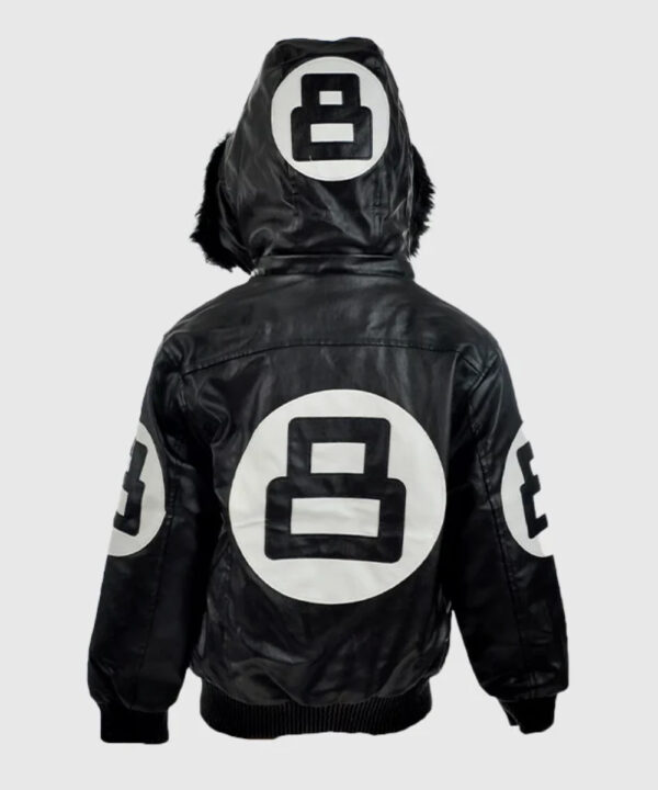Men's 8 Ball Pool Hooded Bomber leather Jacket