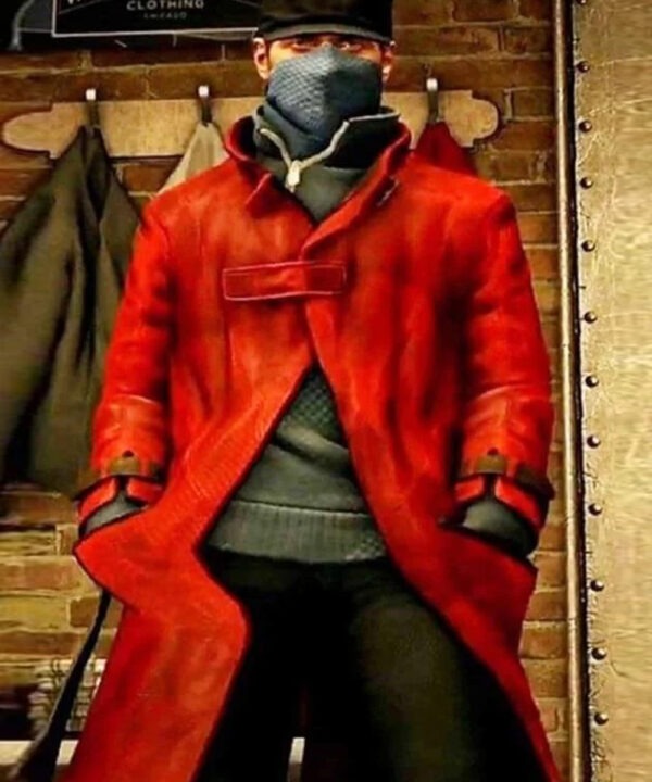 Aiden Pearce Watch Dogs Leather Red Long Coat