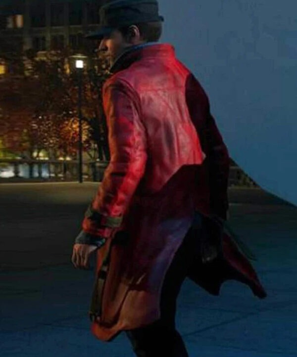 Aiden Pearce Watch Dogs Leather Red Long Coat