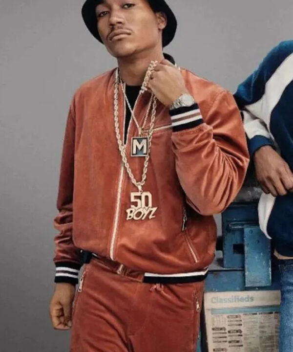 BMF Lil Meech Brown Velvet Bomber Jacket
