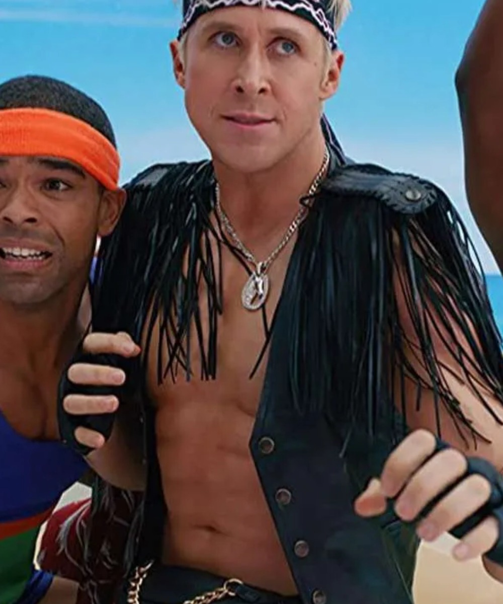 Barbie Ryan Gosling Black Fringe Vest