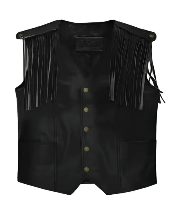 Barbie Ryan Gosling Black Fringe Vest