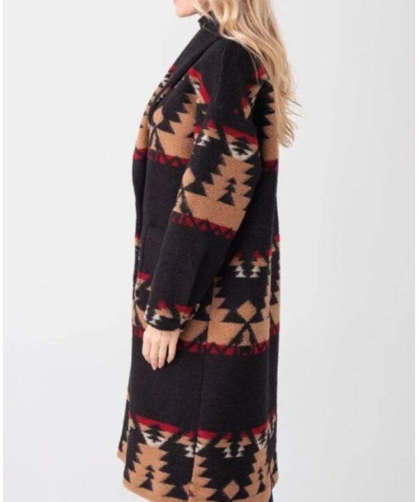 Beth Dutton Black Patterned Long Coat