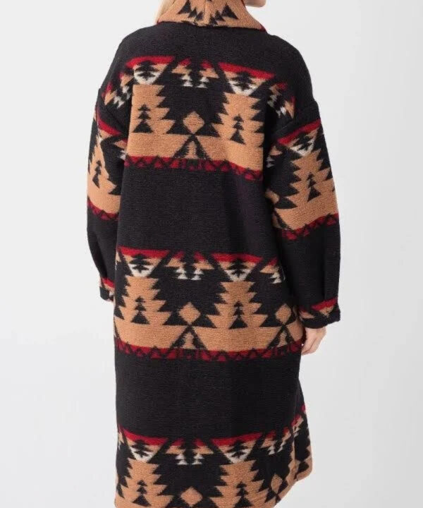Beth Dutton Black Patterned Long Coat