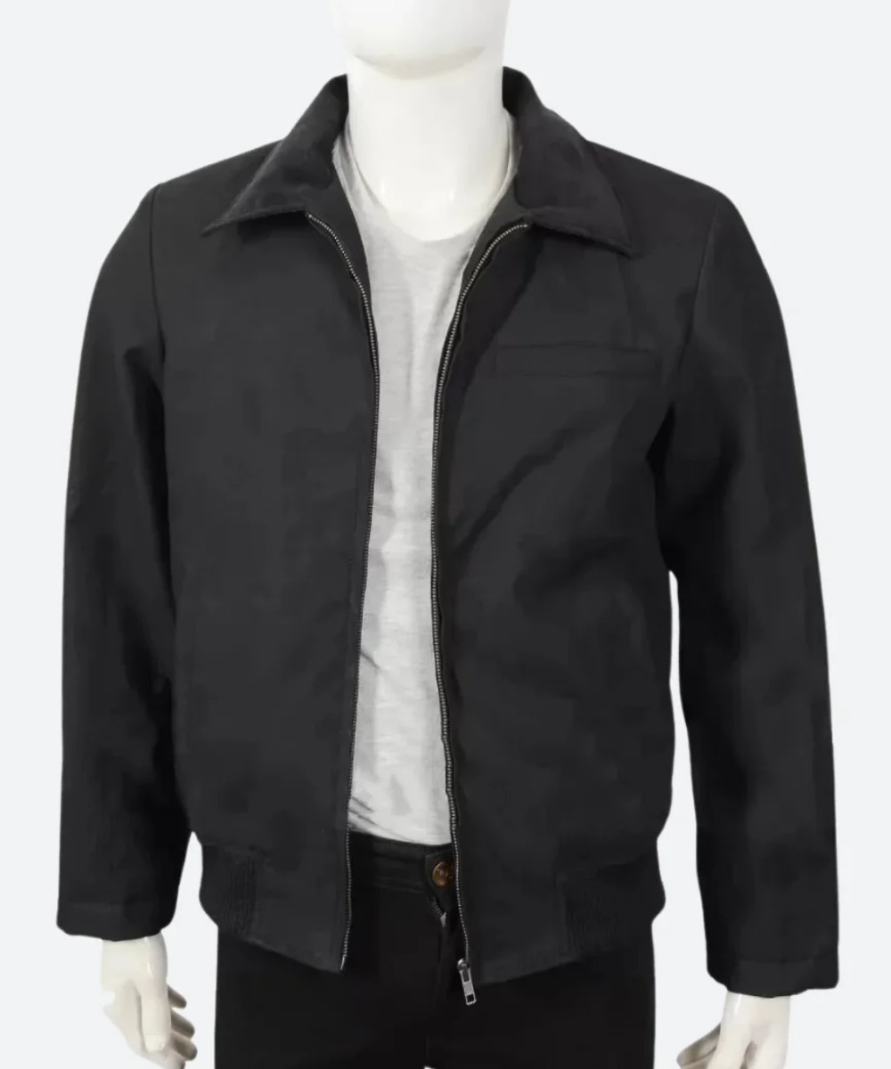 Men’s Black Cotton Jacket – Classic Casual Style