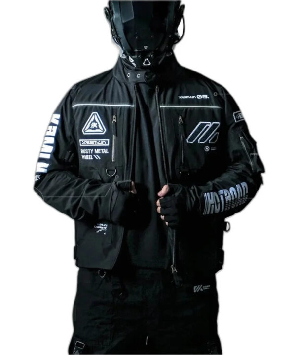 Black Cyber Techwear Tactical Jacket – Futuristic Urban Style