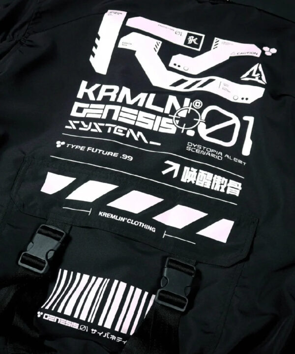 Black Cyberpunk Techwear Bomber Jacket