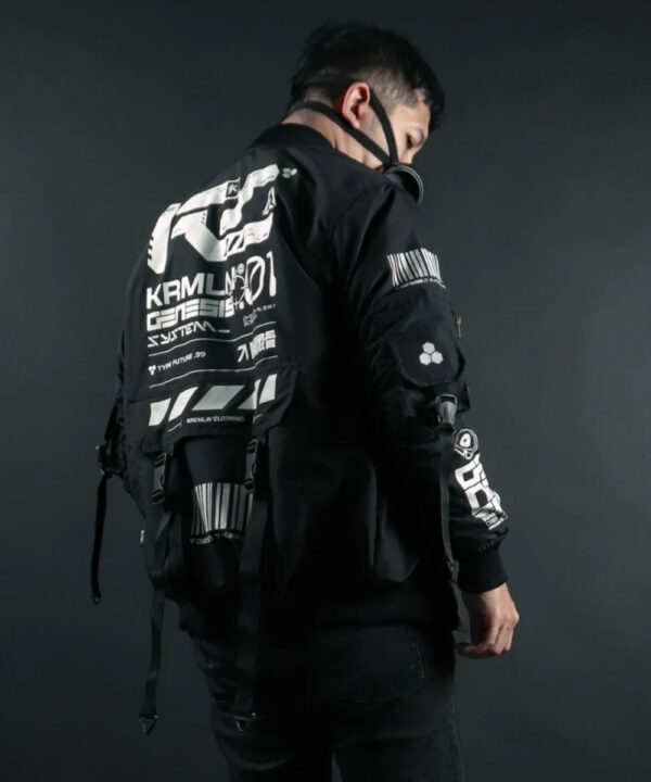 Black Cyberpunk Techwear Bomber Jacket