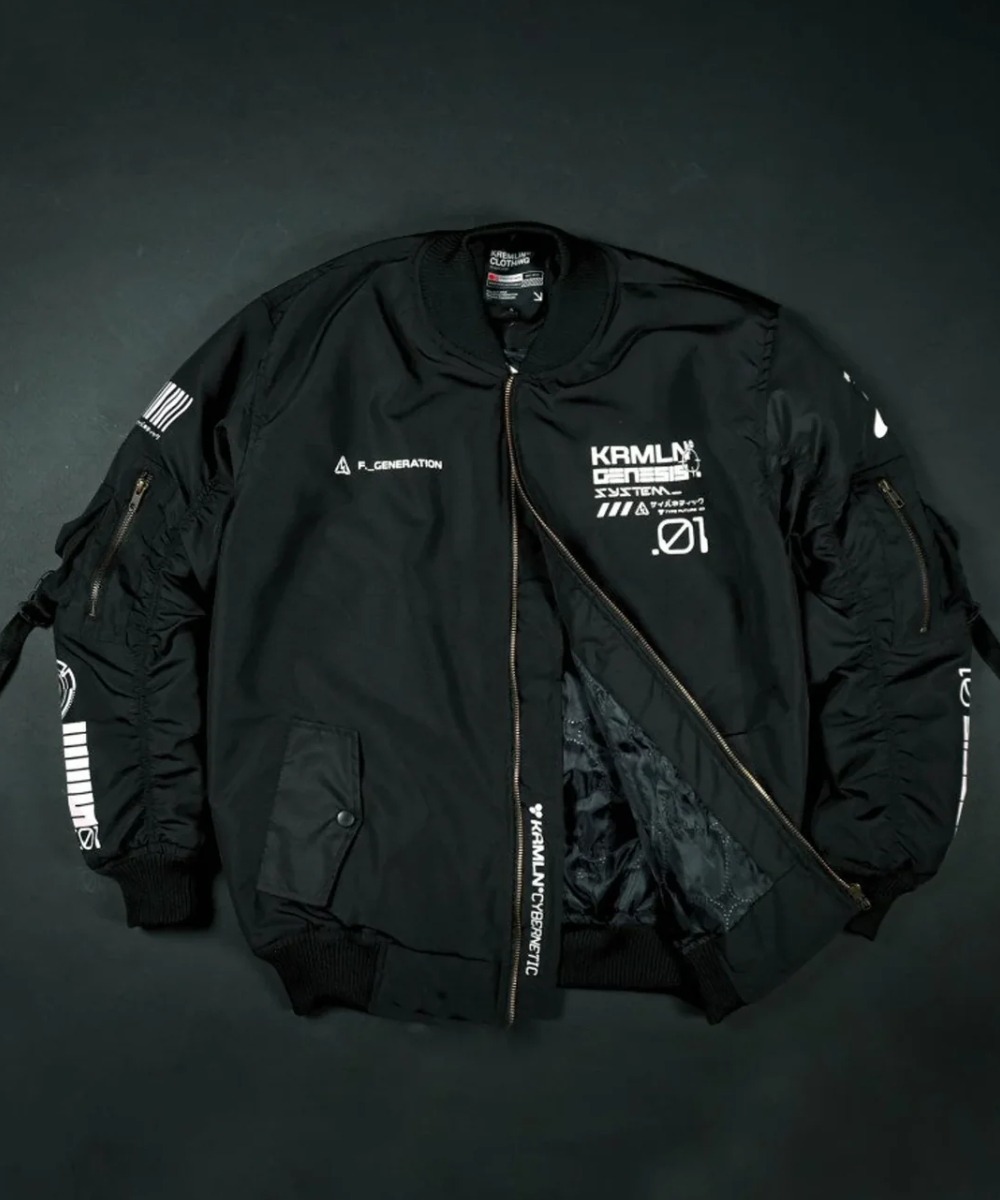 Black Cyberpunk Techwear Bomber Jacket