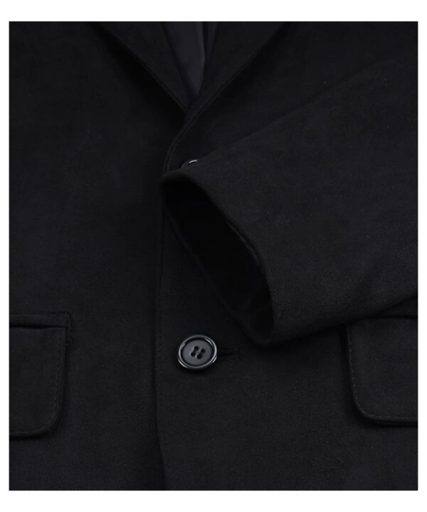 Men’s Black Faux Suede Blazer – Classic Two-Button Style