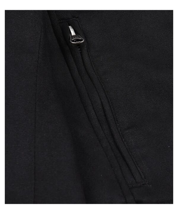 Men’s Black Faux Suede Jacket – Classic Zip-Up Biker Style