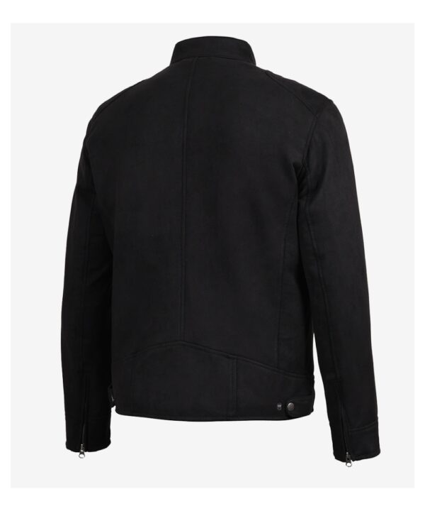 Men’s Black Faux Suede Jacket – Classic Zip-Up Biker Style