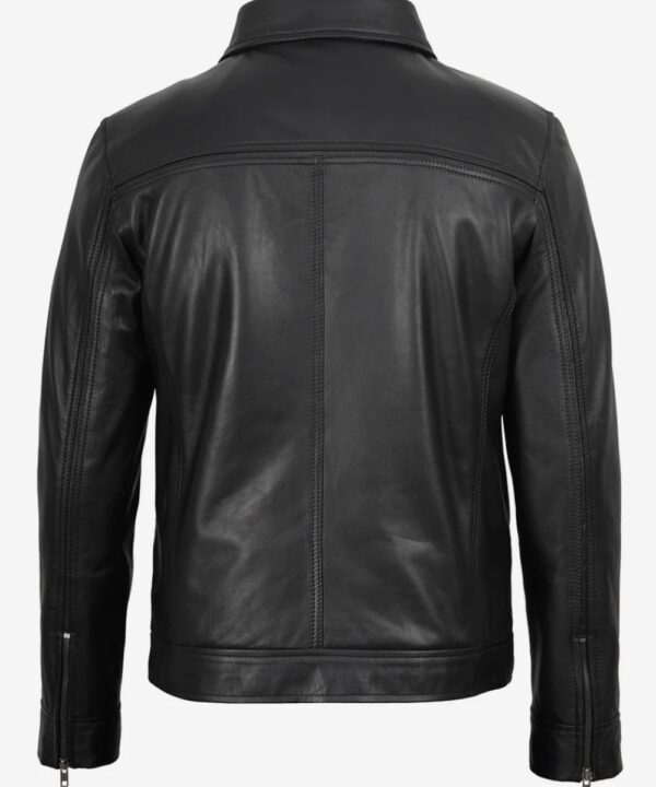 Men’s Black Harrington Leather Jacket – Classic Casual Style