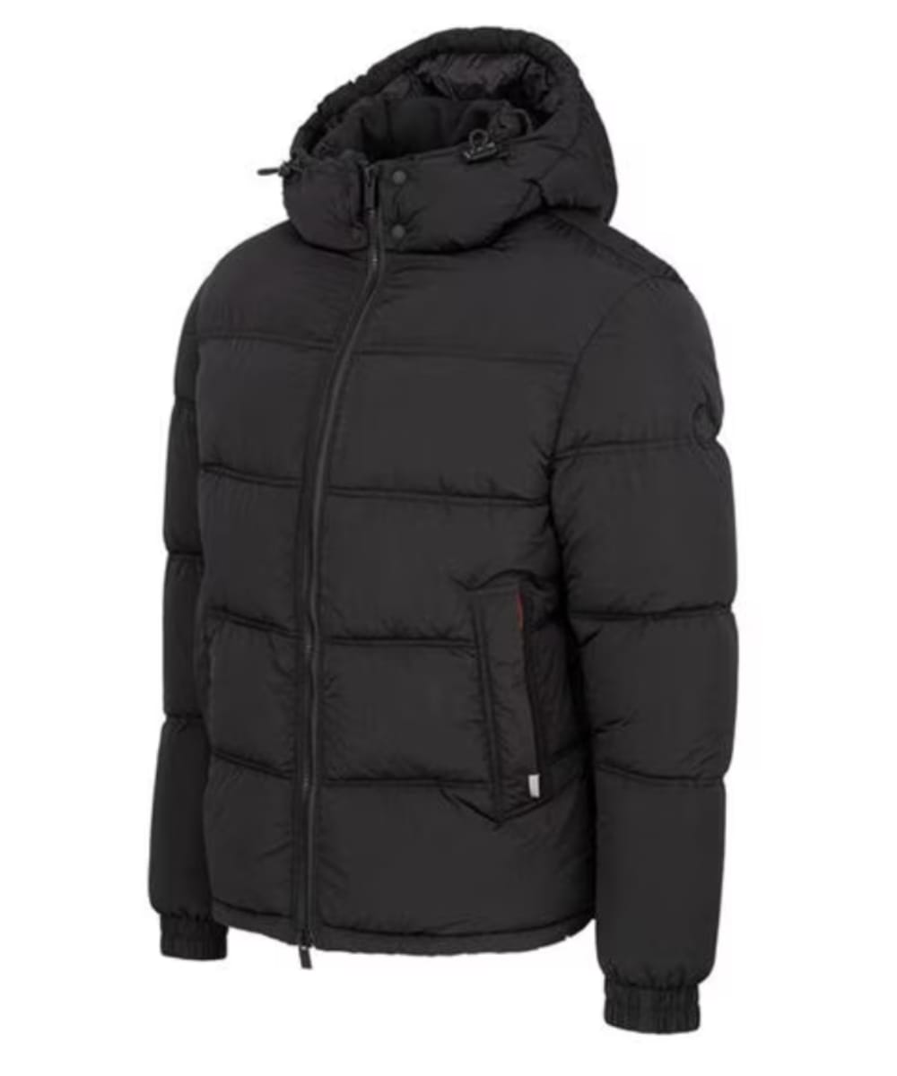 Men’s Black Hooded Puffer Jacket – Quilted Full-Zip Winter Style