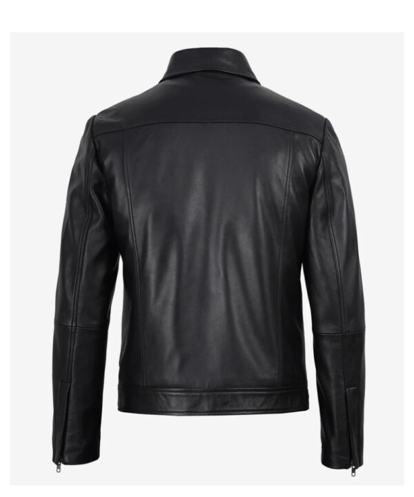 Men’s Black Leather Harrington Jacket – Classic Casual Style