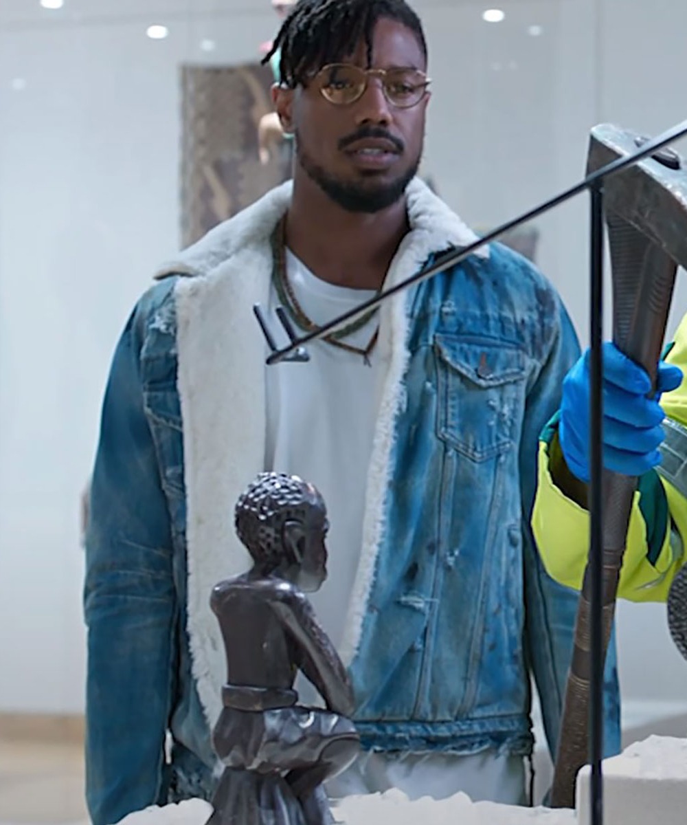 Black Panther Erik Killmonger Blue Denim Trucker Jacket