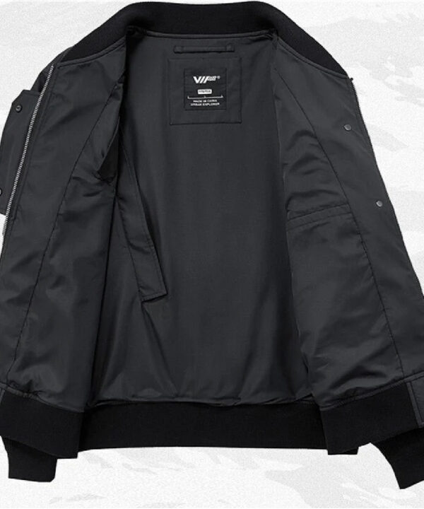 Black Techwear Utility Bomber Jacket