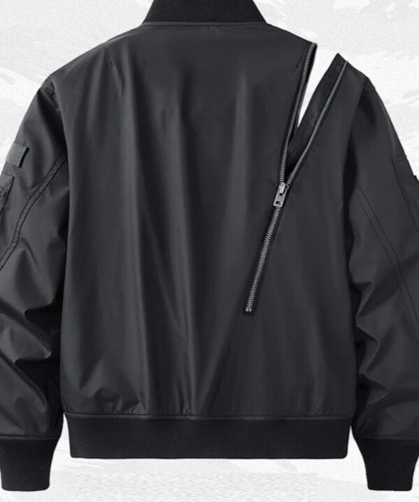 Black Techwear Utility Bomber Jacket