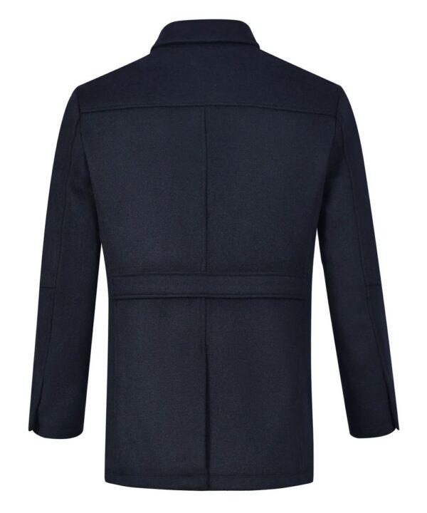Men’s Black Wool Jacket – Button Collar Winter Style