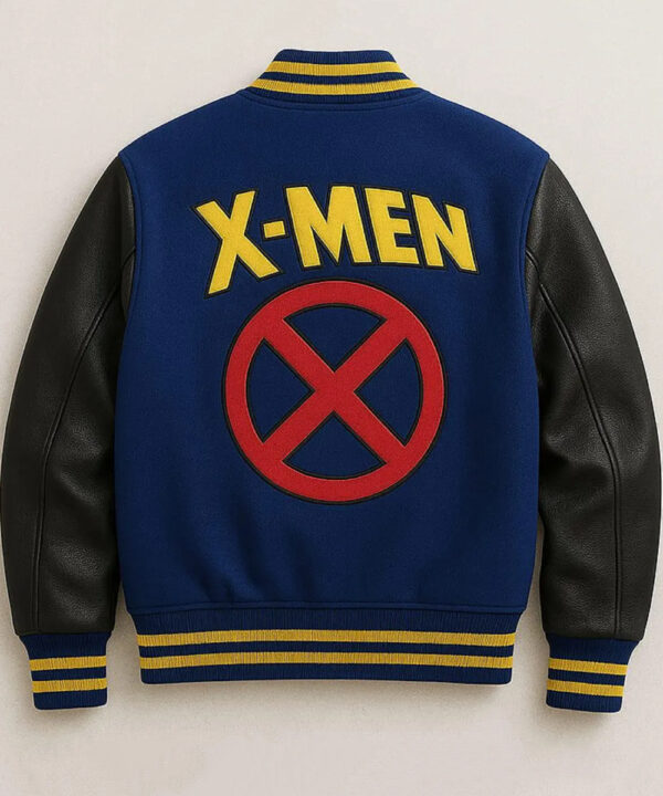 Blue and Black Varsity Jacket – Classic Contrast Style