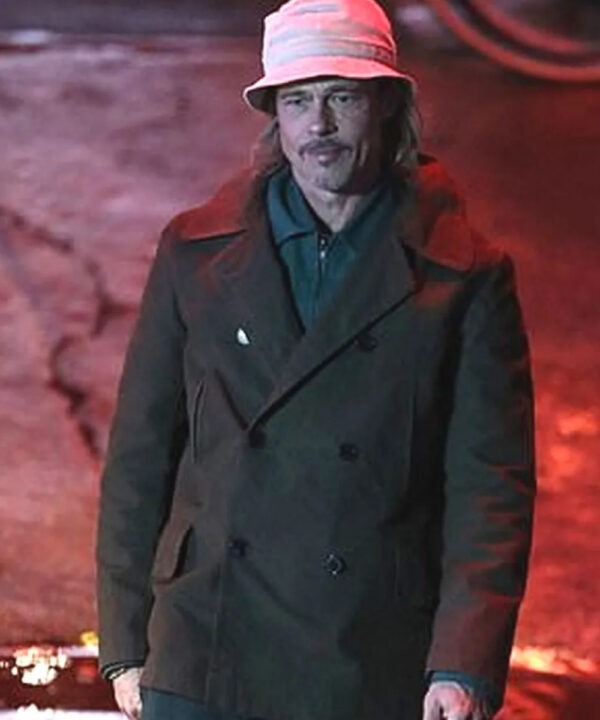 Brad Pitt Bullet Train Double Breasted Brown Cotton Peacoat