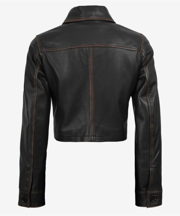 Women’s Brown Cropped Leather Jacket – Vintage-Inspired Style