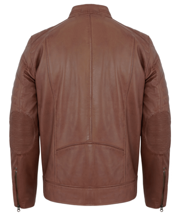 Brown Men’s Lambskin Cafe Racer Leather Jacket – Biker Style