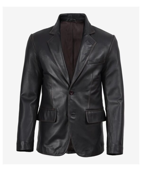 Men’s Brown Rub-Off Leather Blazer – Vintage Style