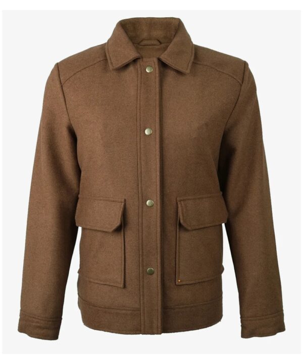 Women’s Brown Wool Utility Jacket – Classic Winter Style