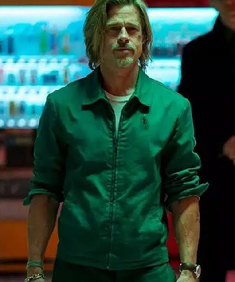 Bullet Train Brad Pitt Green Cotton Jacket