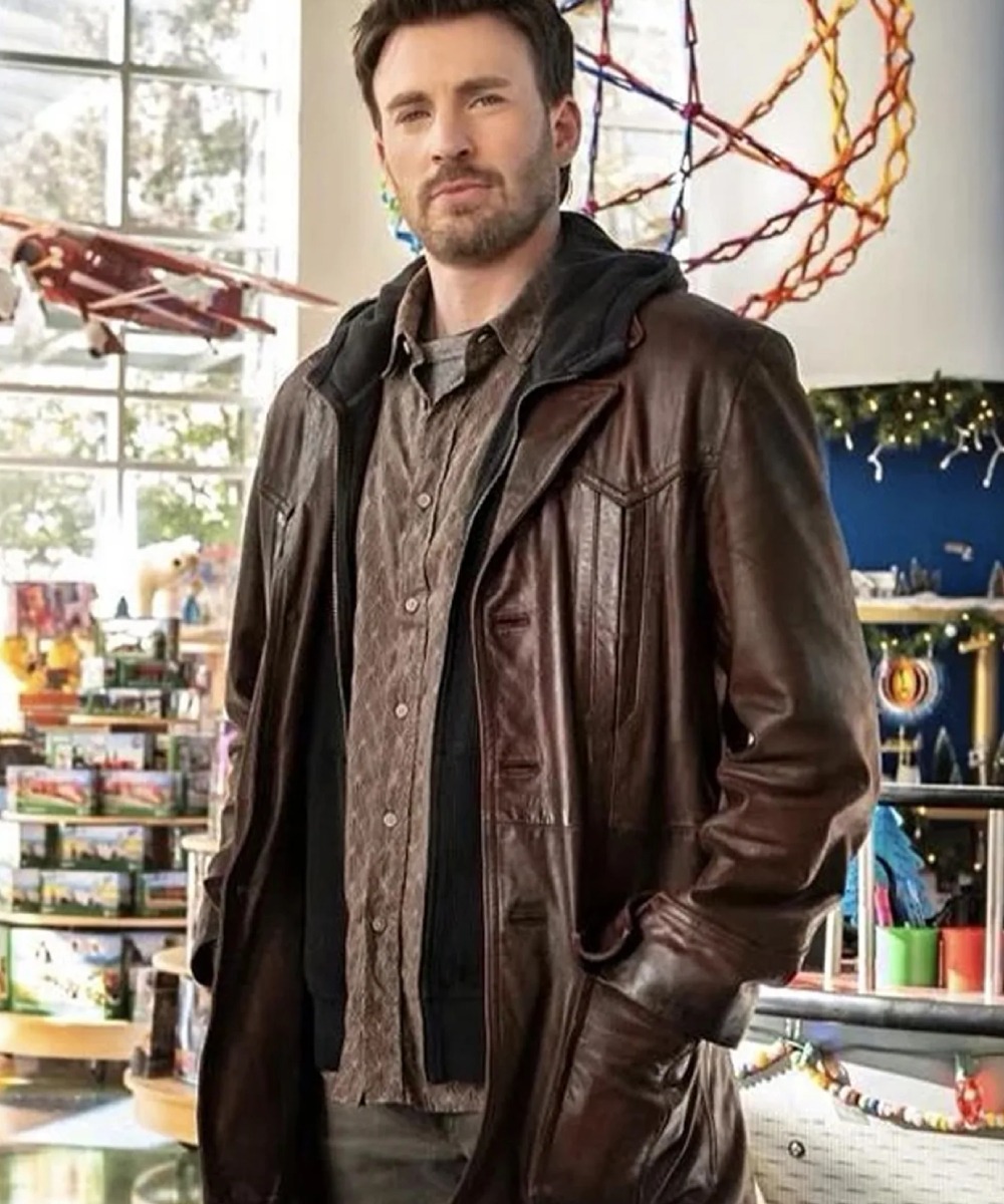 Chris Evans Red One Brown Leather Jacket