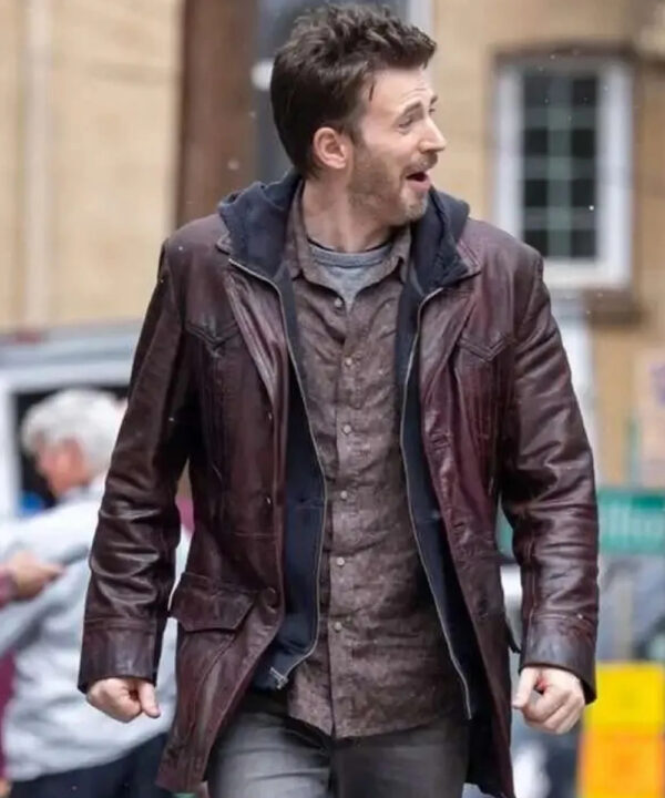Chris Evans Red One Brown Leather Jacket