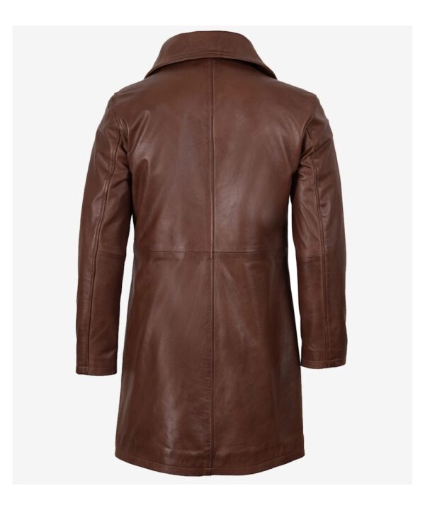 Men’s Cognac Brown Real Leather Car Coat – Classic Style