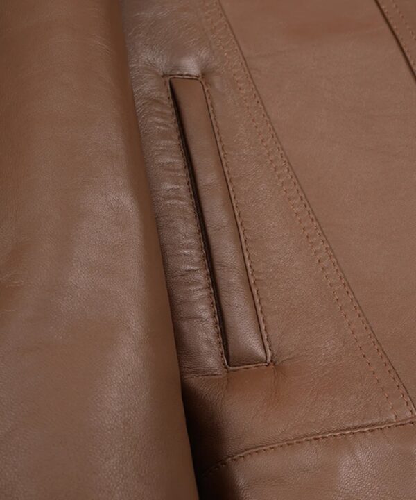 Men’s Cognac Leather Sherpa Jacket – Warm Trucker-Inspired Style