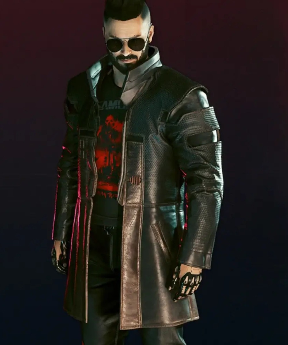 Cyberpunk 2077 Brown Genuine Leather Long Coat