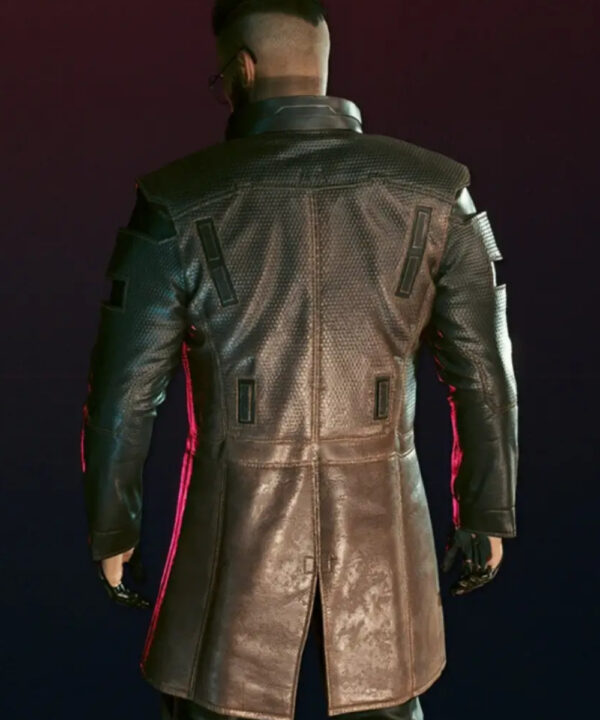 Cyberpunk 2077 Brown Genuine Leather Long Coat