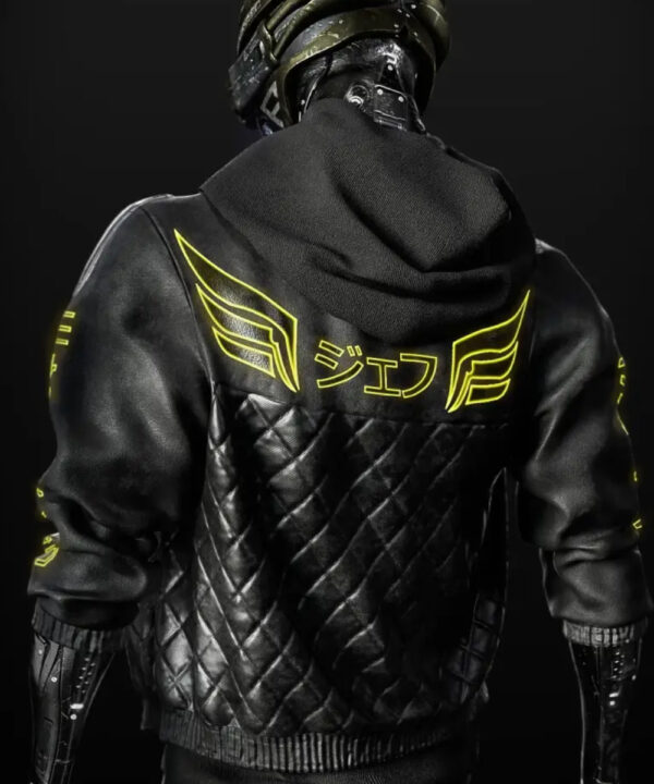 Cyberpunk Cyborg Black Genuine Leather Bomber Jacket
